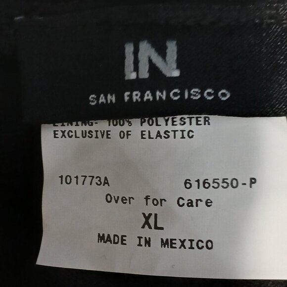 BLACK WIDE LEG POLY PANTS WITH SHEER OVERLAY, BLACK, BY I.N. SAN FRANCISCO XL - Picture 3 of 8